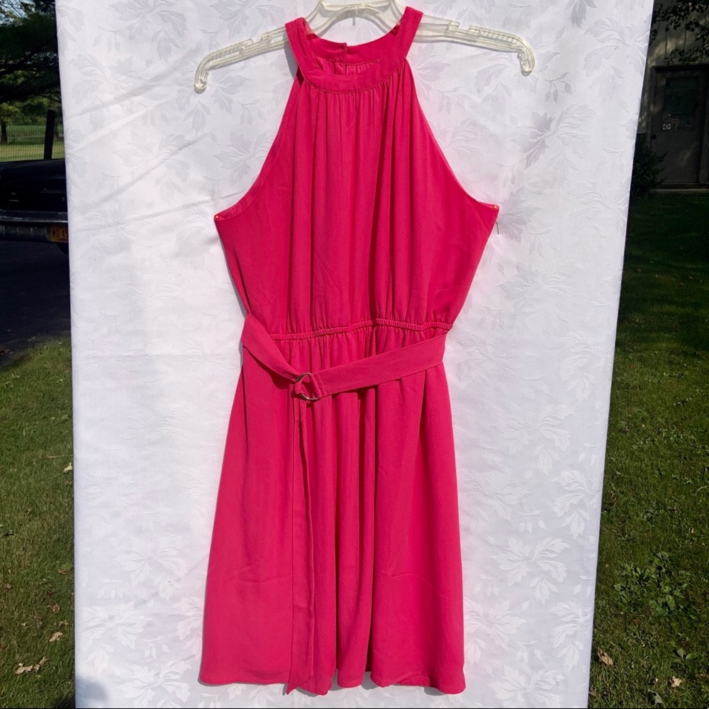 Hot Pink LOFT Halter Dress w/Belt